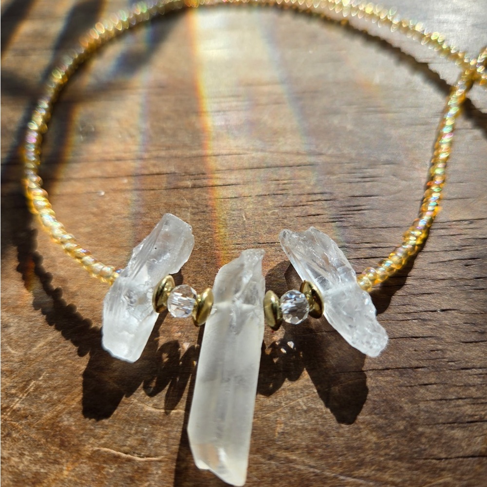 Solarveil Elegant Quartz Crystal and Gold Necklace